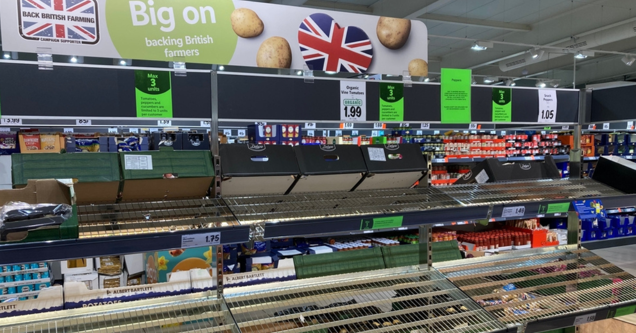 Empty supermarket shelves