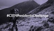 Person walking up a mountain with the words 'CIEHPresidentsChallenge'.
