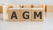 Wooden alphabet blocks arranged to spell AGM