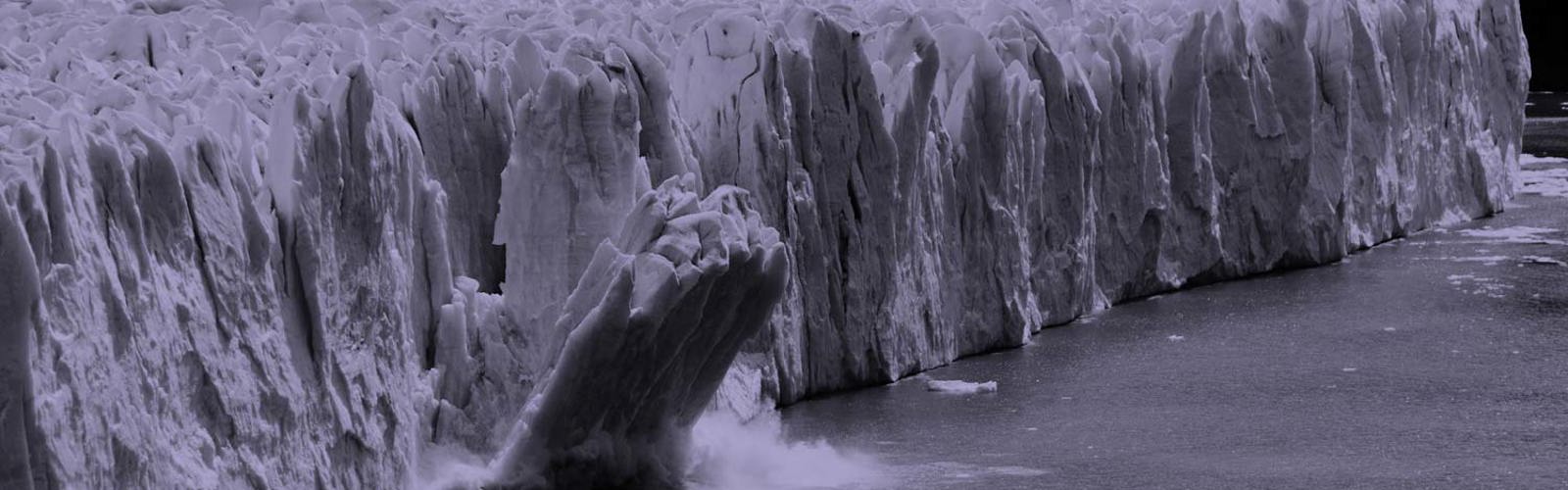 A giant piece of ice breaking off a glacier